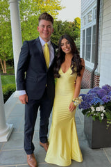 V Neck Lavender Mermaid Cross Back Formal Dress