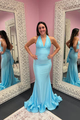 Halter Black Fitted Long Formal Dress