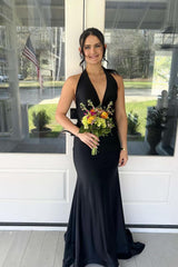 Halter Black Fitted Long Formal Dress