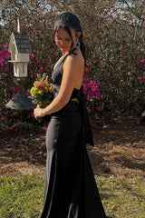 Halter Black Fitted Long Formal Dress