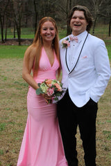 Halter Black Fitted Long Formal Dress