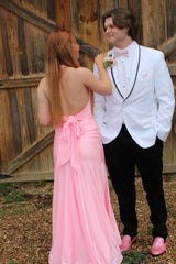 Halter Black Fitted Long Formal Dress