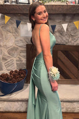 V Neck Lavender Mermaid Long Formal Dress