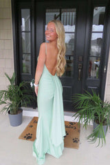 V Neck Lavender Mermaid Long Formal Dress
