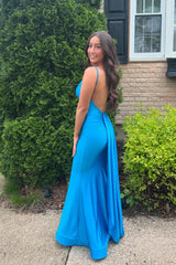 V Neck Lavender Mermaid Long Formal Dress