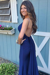 V Neck Lavender Mermaid Long Formal Dress