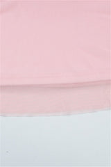 Plunge Neck Pink Sheer Bodice Short Dress
