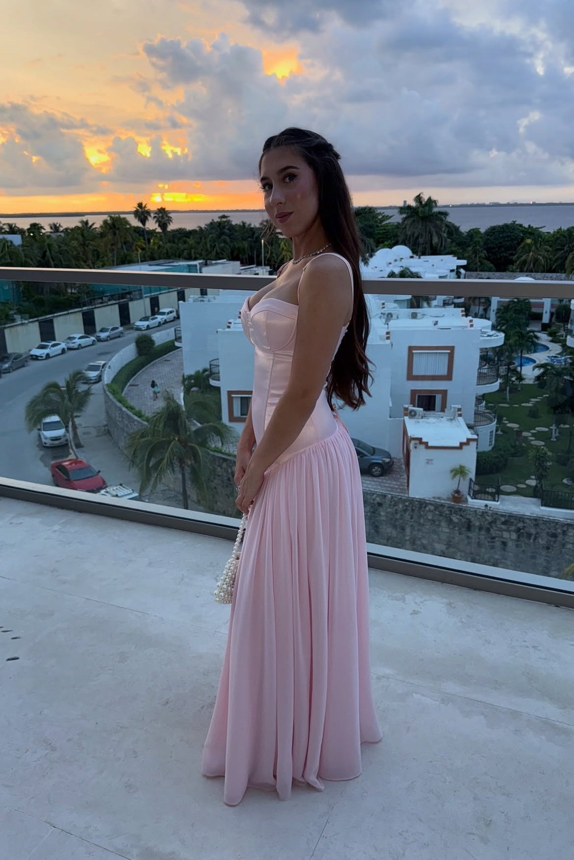 Straps Pink Satin A-line Corset Princess Dress