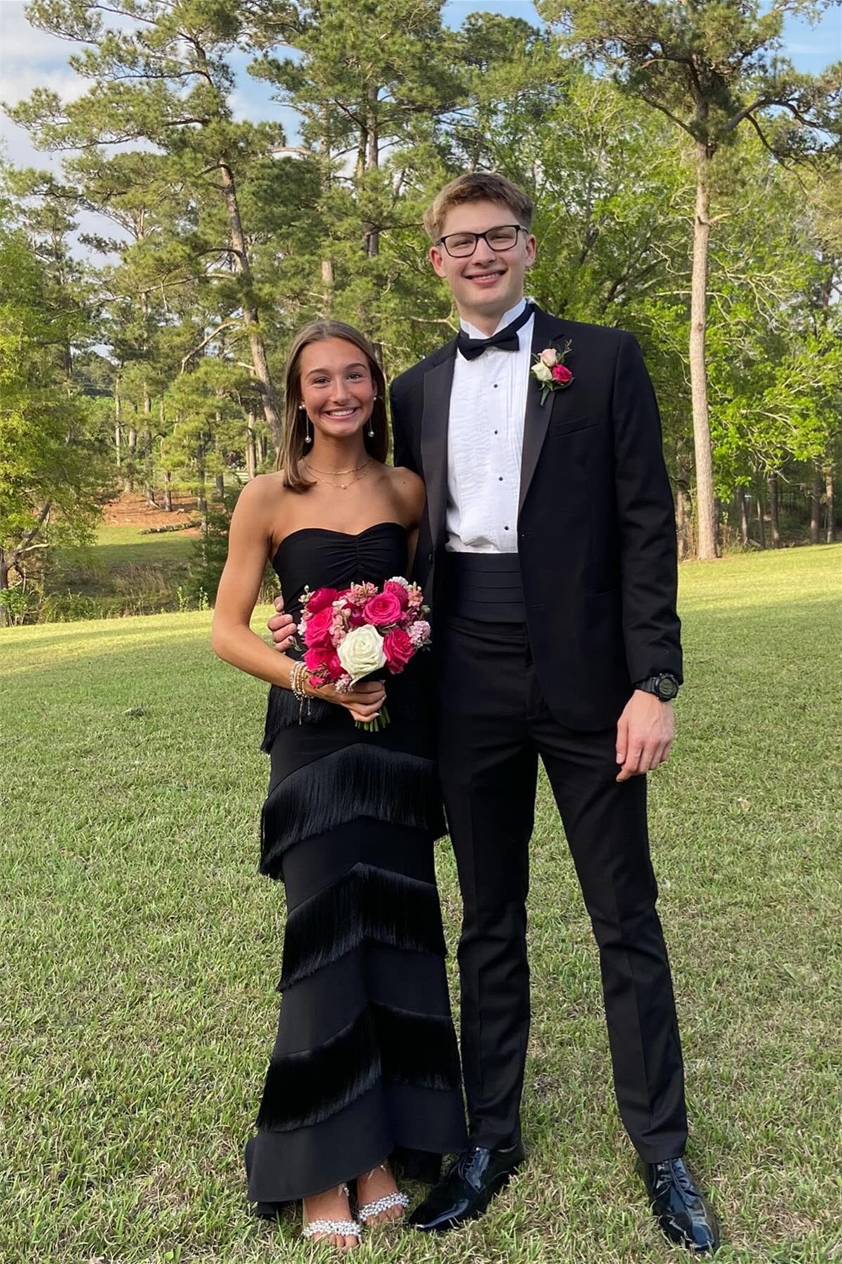 Black Tassel Fitted Long Dress