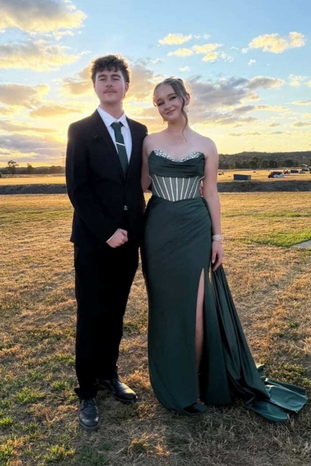 Beaded Blue Corset Ruched Long Prom Dress