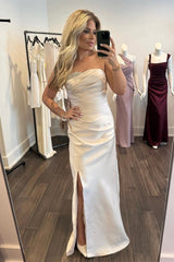 Strapless Champagne Beaded Neck Bridesmaid Dress