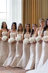 Strapless Champagne Mermaid Bridesmaid Dress