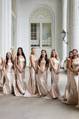 Strapless Champagne Mermaid Bridesmaid Dress