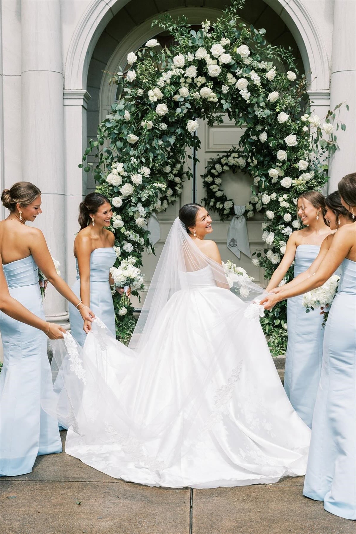 Strapless Blue Pleated Mermaid Bridesmaid Dress
