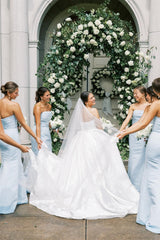 Strapless Blue Pleated Mermaid Bridesmaid Dress