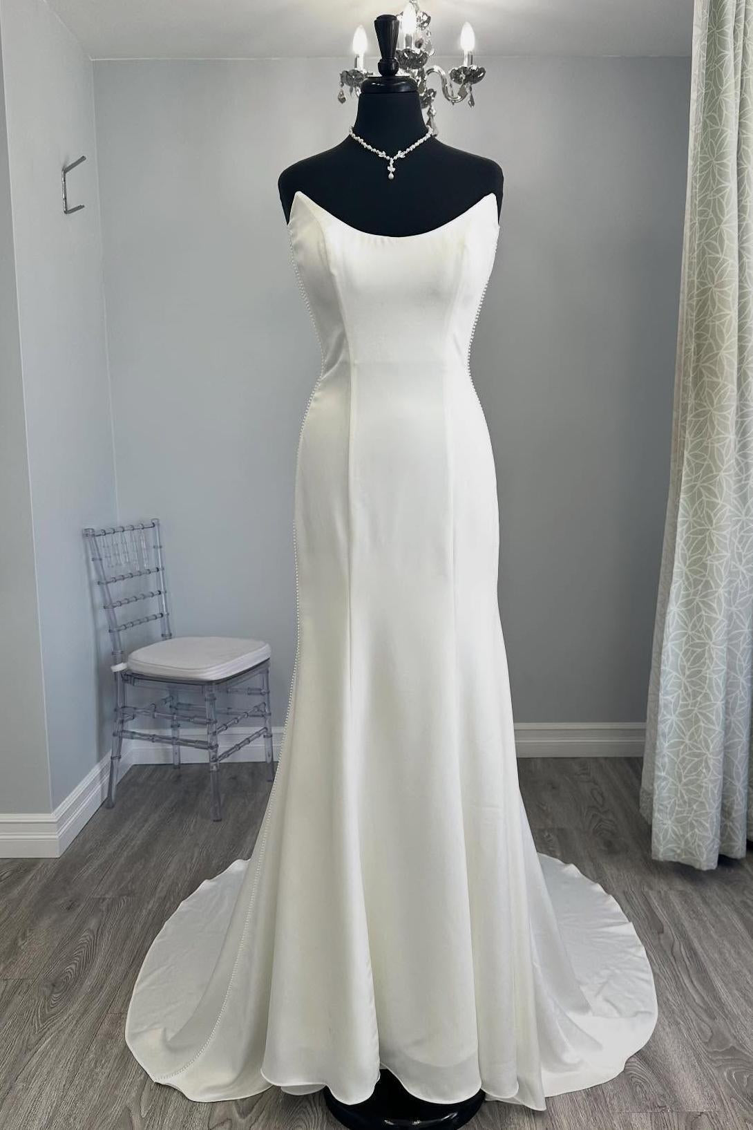 Strapless Ivory Mermaid Satin Wedding Dress