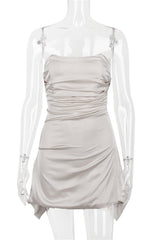 Strapless Aqua Irregular Hem Short Dress