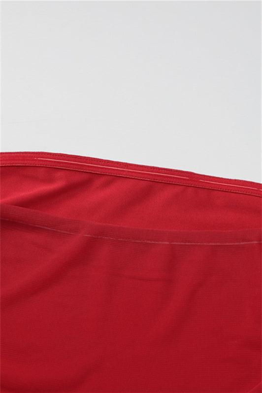 Strapless Red Ruffled Hem Short Dress