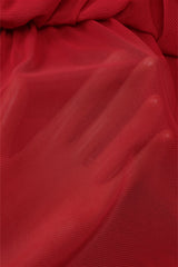 Strapless Red Ruffled Hem Short Dress