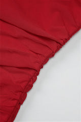 Strapless Red Ruffled Hem Short Dress