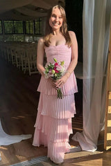 Hunter Green Strapless Layers A-line Long Prom Dress