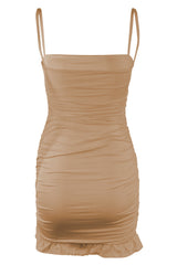 Straps White Ruffled Hem Bodycon Short Dress