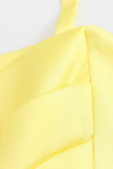 Straps Yellow Tiered Short Dress with Cut-out