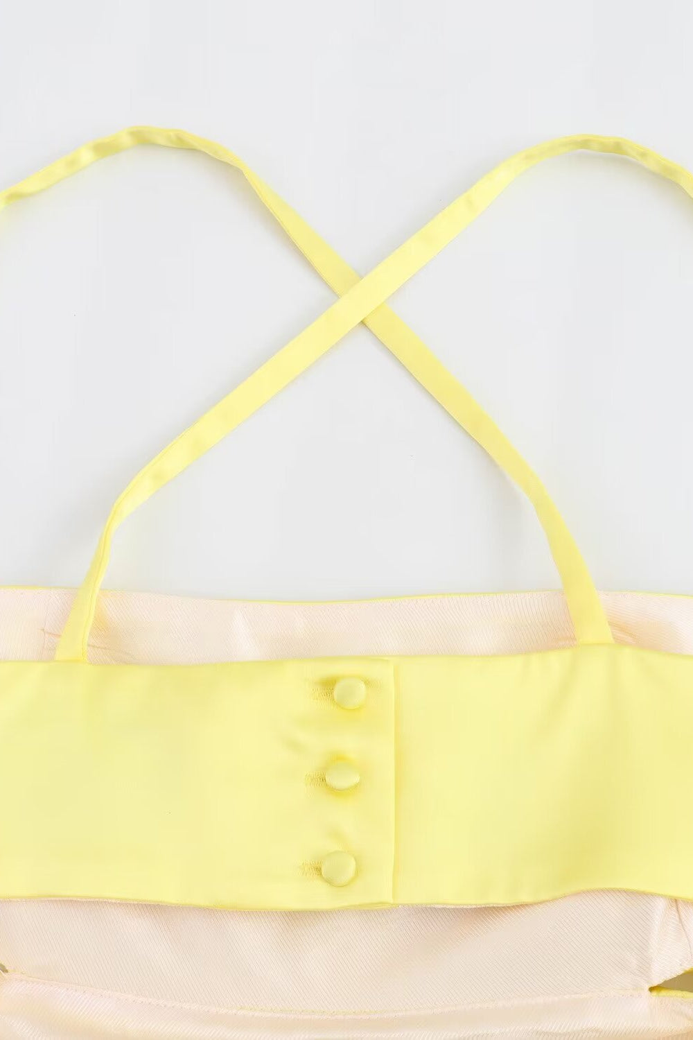 Straps Yellow Tiered Short Dress with Cut-out
