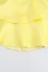 Straps Yellow Tiered Short Dress with Cut-out