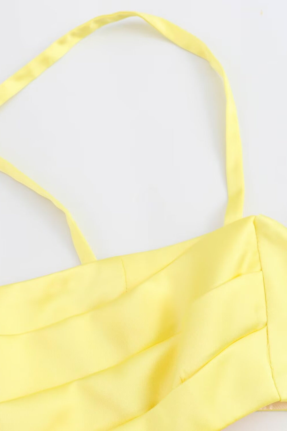 Straps Yellow Tiered Short Dress with Cut-out