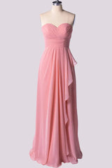 Sweetheart Pink Pleated Chiffon Bridesmaid Dress
