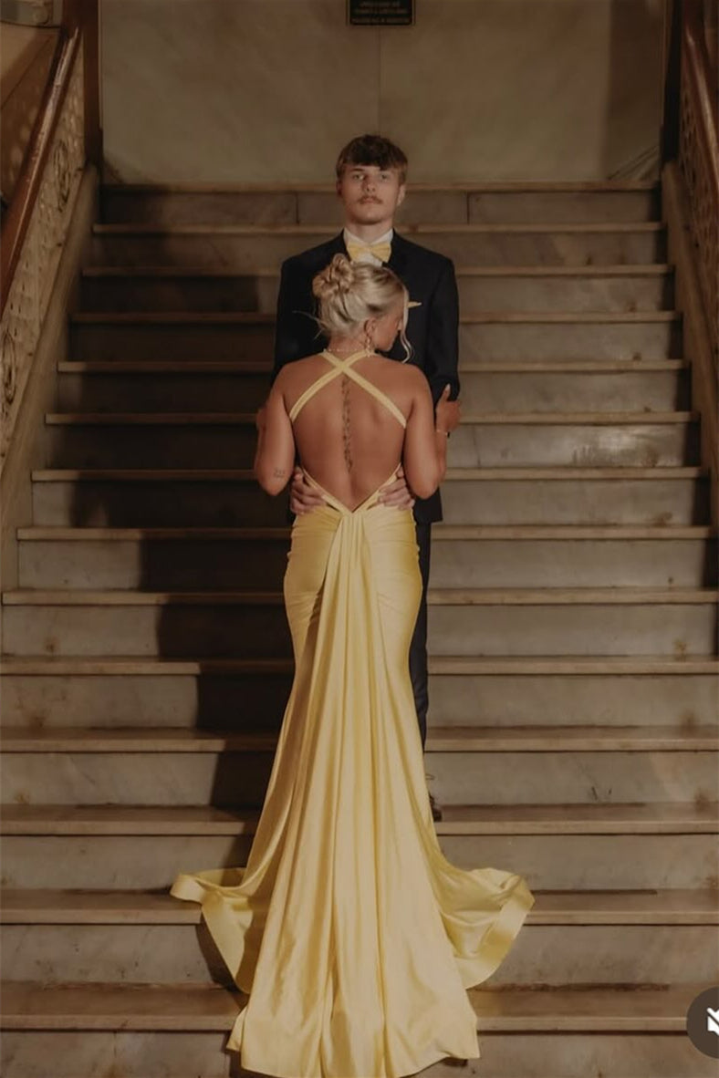 V-neck Pink Mermaid Long Dress with Train