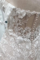 White Appliques Sparkle Tulle Wedding Dress