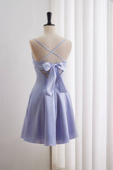 Cowl Neck Blue A-line Short Party Dress