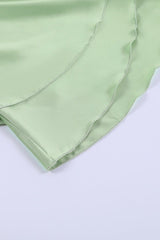 Cowl Neck Green Ruffle Tiered Short Dress