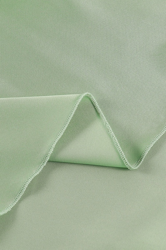 Cowl Neck Green Ruffle Tiered Short Dress