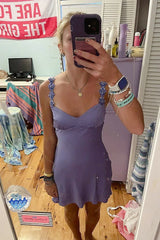 Flower Straps Pink A-line Short Dress