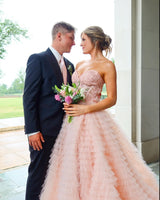 Sweetheart Appliques Light Blue Ruffles Tulle Formal Dress