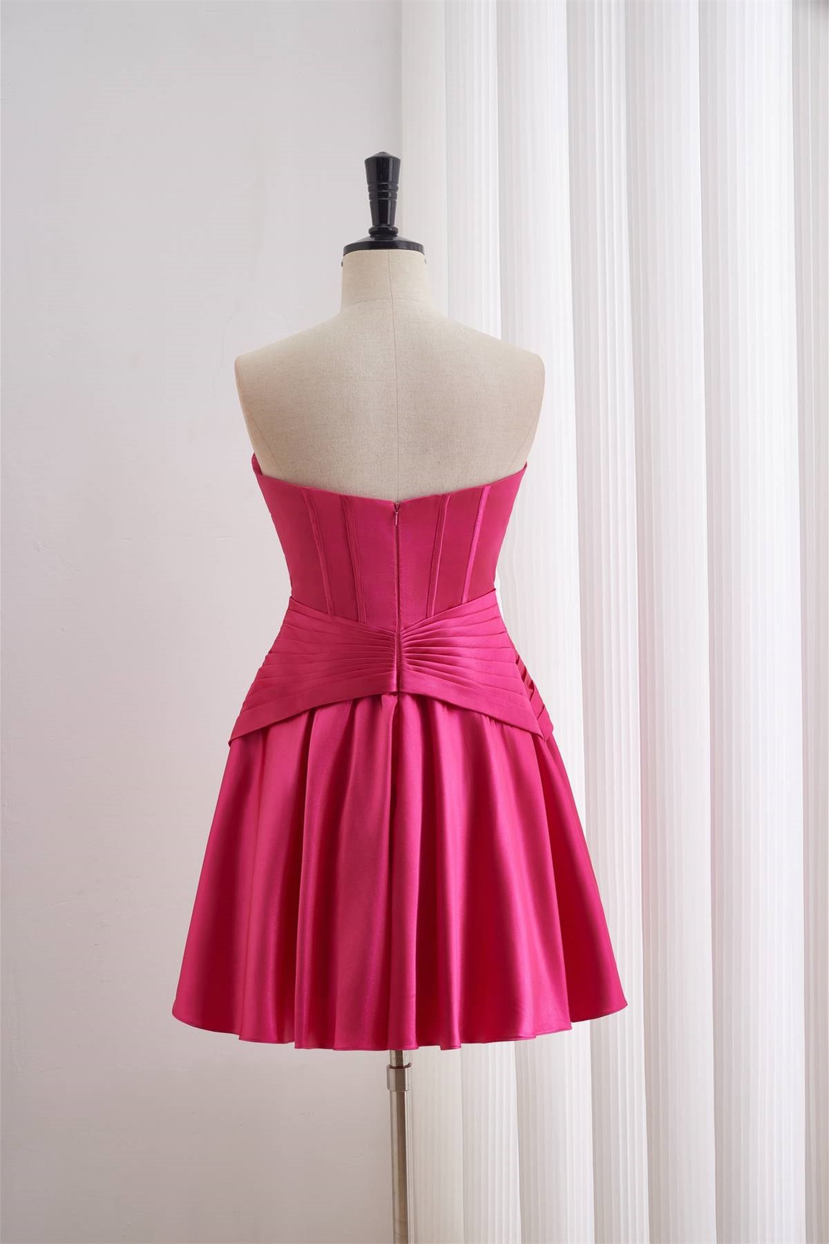 Sweetheart Hot Pink Ruched A-line Short Homecoming Dress