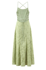 Burgundy Jacquard A-Line Long Dress