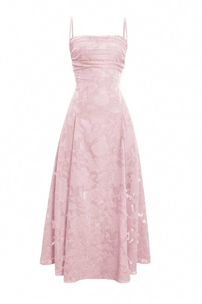 Burgundy Jacquard A-Line Long Dress
