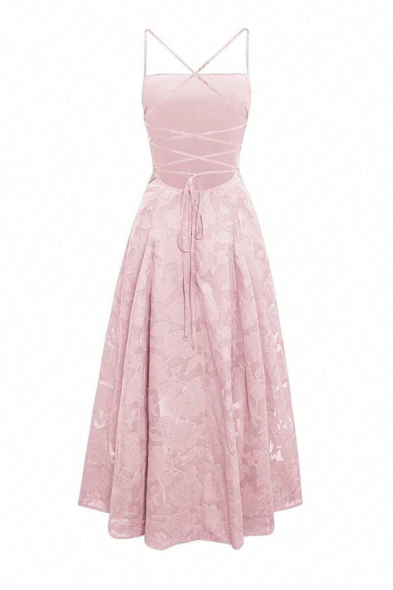 Burgundy Jacquard A-Line Long Dress