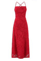 Burgundy Jacquard A-Line Long Dress
