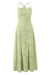 Burgundy Jacquard A-Line Long Dress