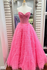 Sweetheart Appliques Light Blue Ruffles Tulle Formal Dress