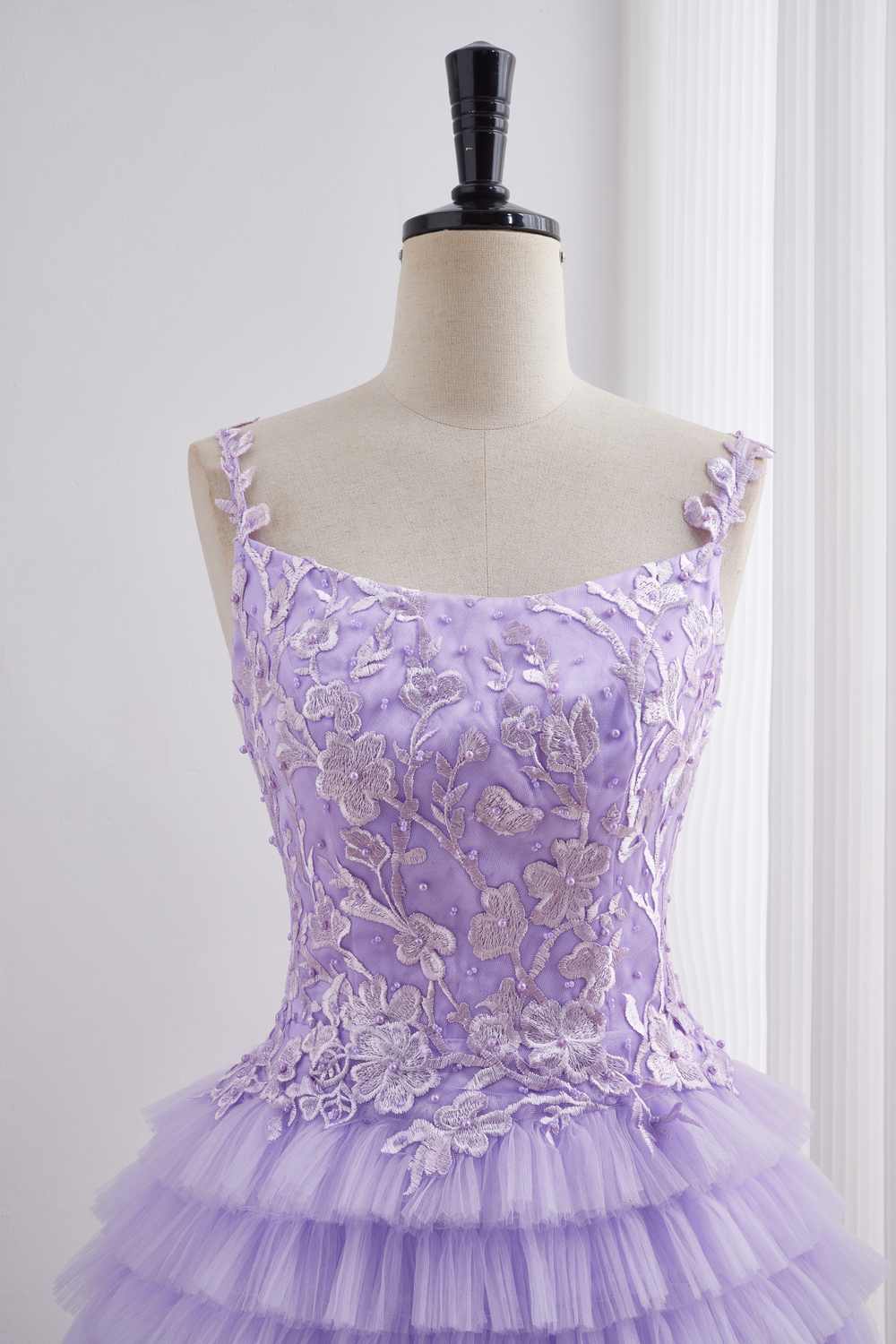 Lavender A-line Tiered Ruffle Short Homecoming Dress