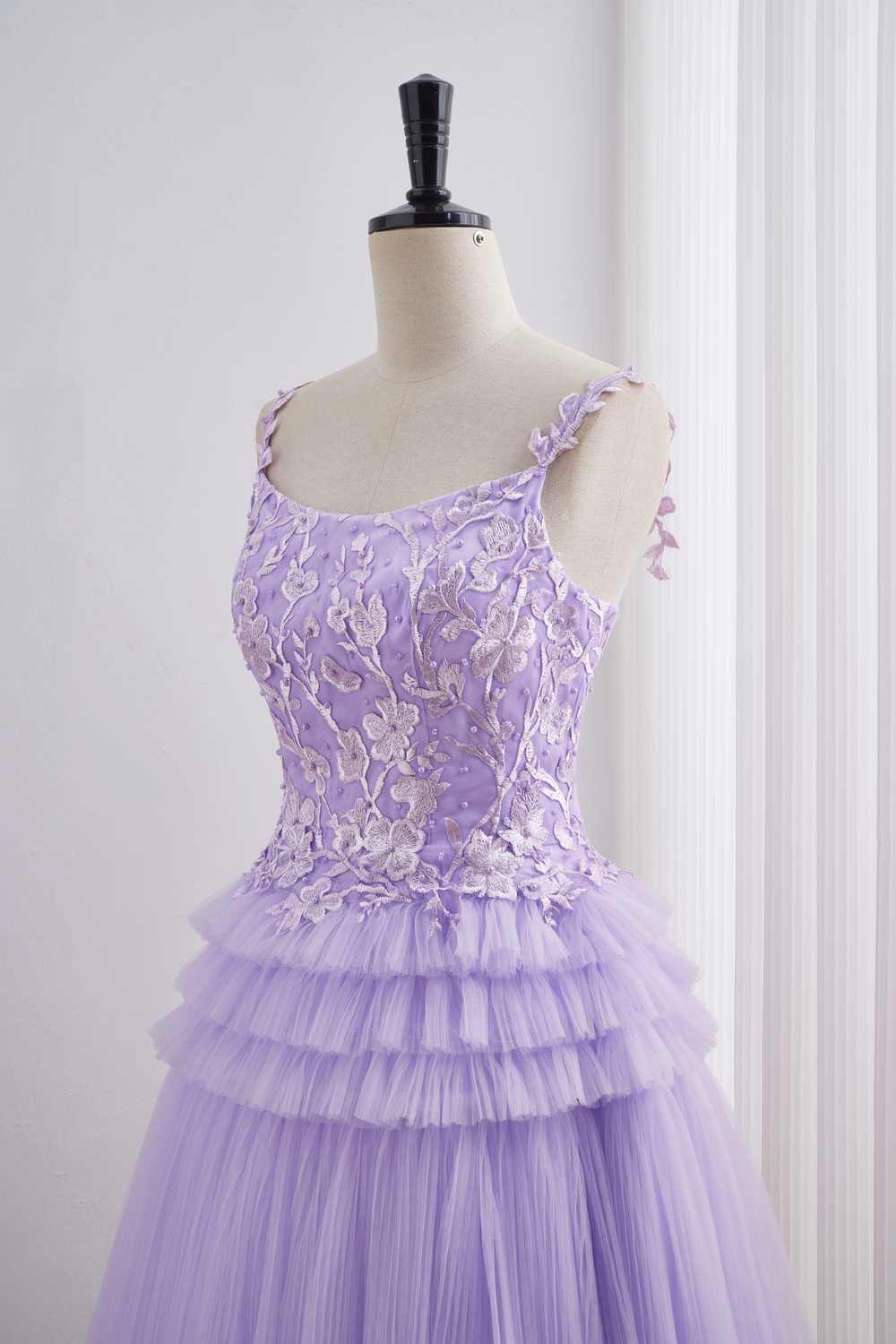 Lavender A-line Tiered Ruffle Short Homecoming Dress