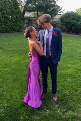 Spaghetti Straps Lavender V Neck Mermaid Party Dress