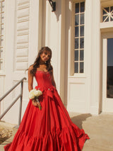 Strapless Beaded Yellow A-line Prom Dress with Bow
