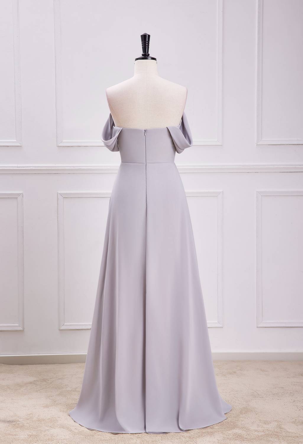 Off the Shoulder Siler Chiffon Long Party Dress